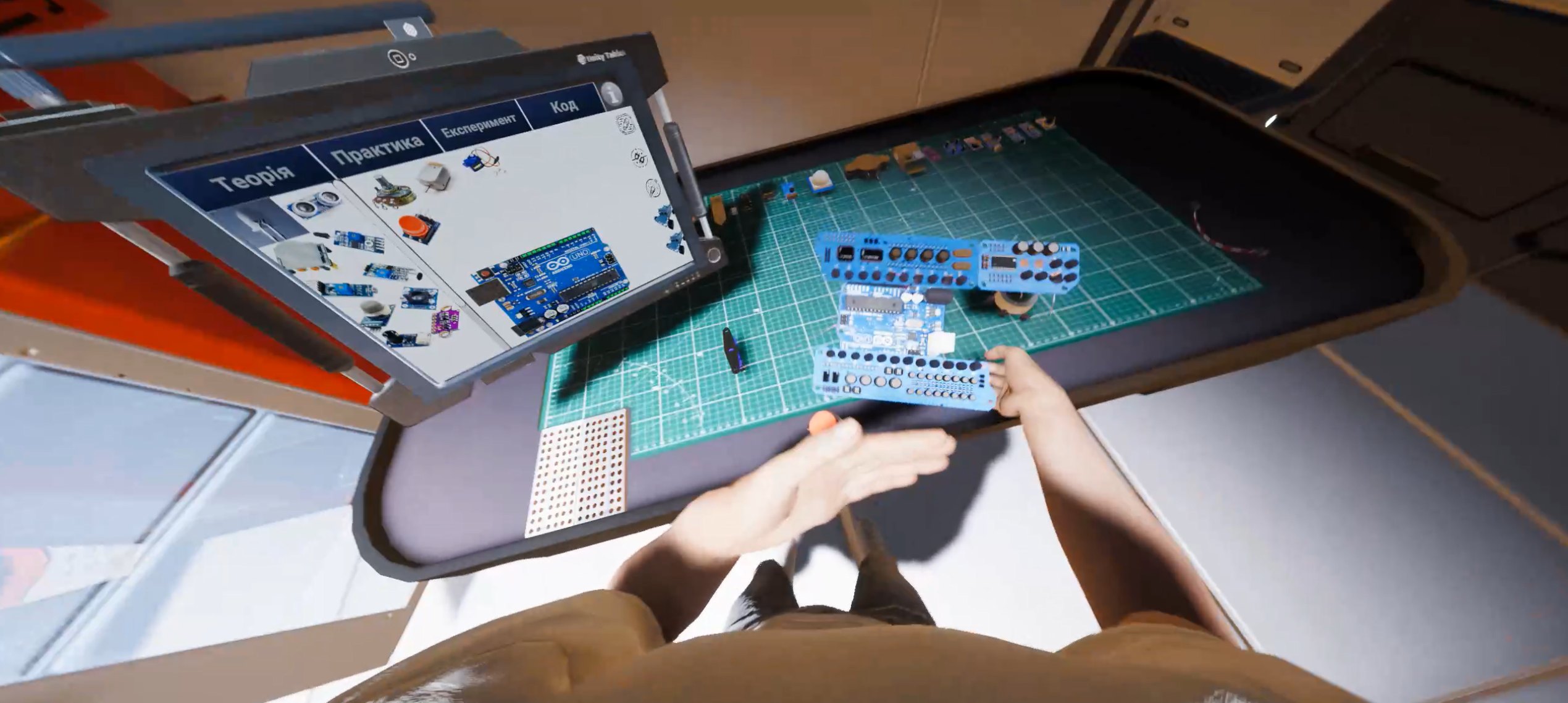 VR tablet and Arduino board in the virtual lab